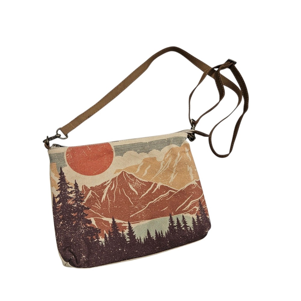 Cottn Curls Crossbody Bag Travel‎ Purse Adjustable Strap Mountain Scene